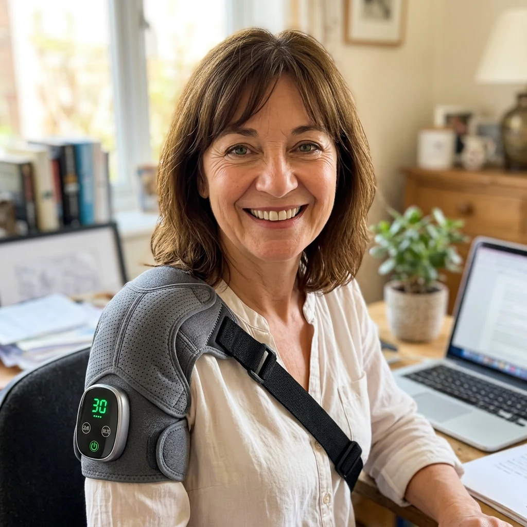 Susan using Vital Pro Shoulder Massager