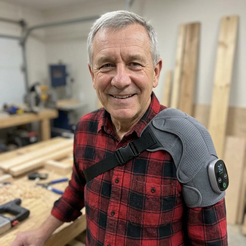 Patrick using Vital Pro Shoulder Massager